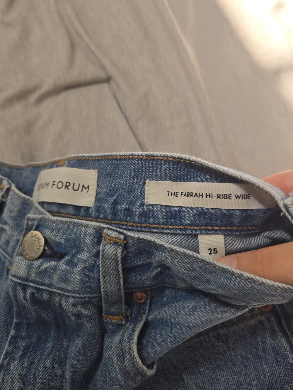 Denim Forum High-Rise Wide Leg Jeans - Light Blue - Picture 2 of 4
